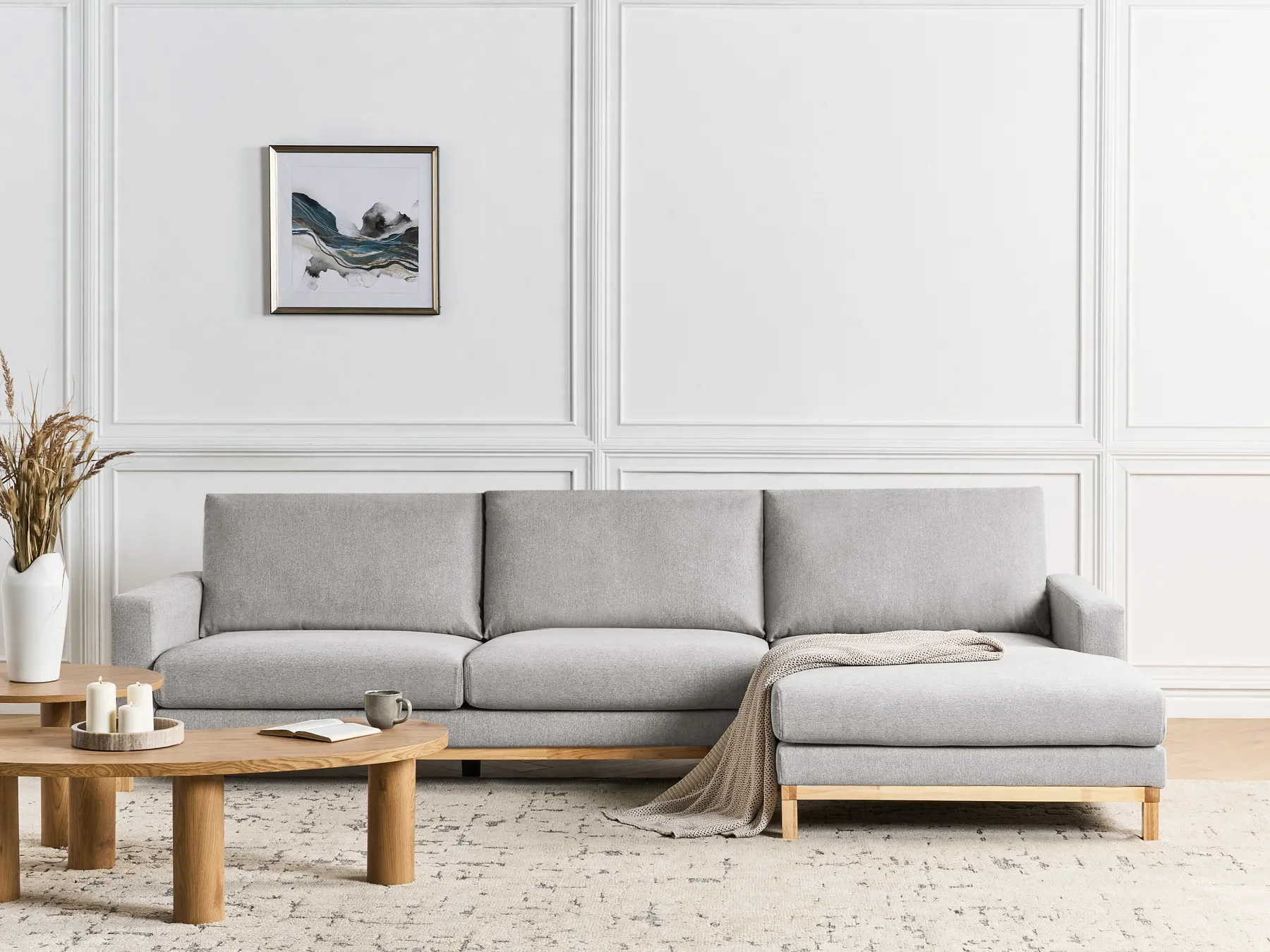 Corner Sofa 4 Seater SIGGARD Fabric Grey Left Hand_944537
