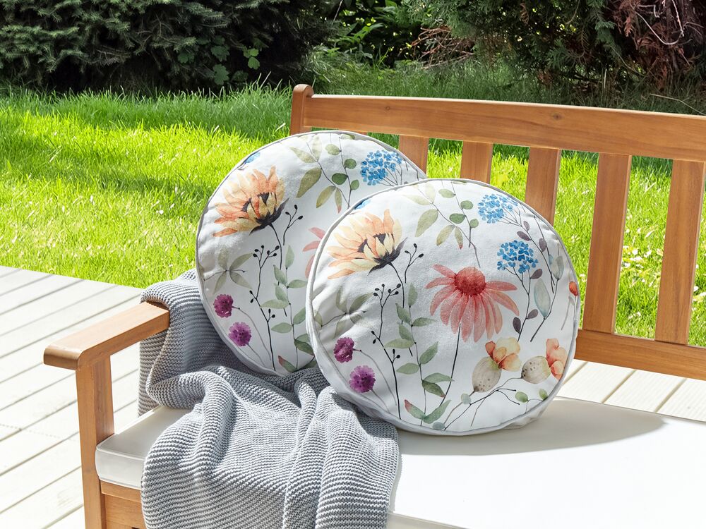 Set of 2 Outdoor Cushions Floral Pattern 40 cm Multicolour MONESI Beliani