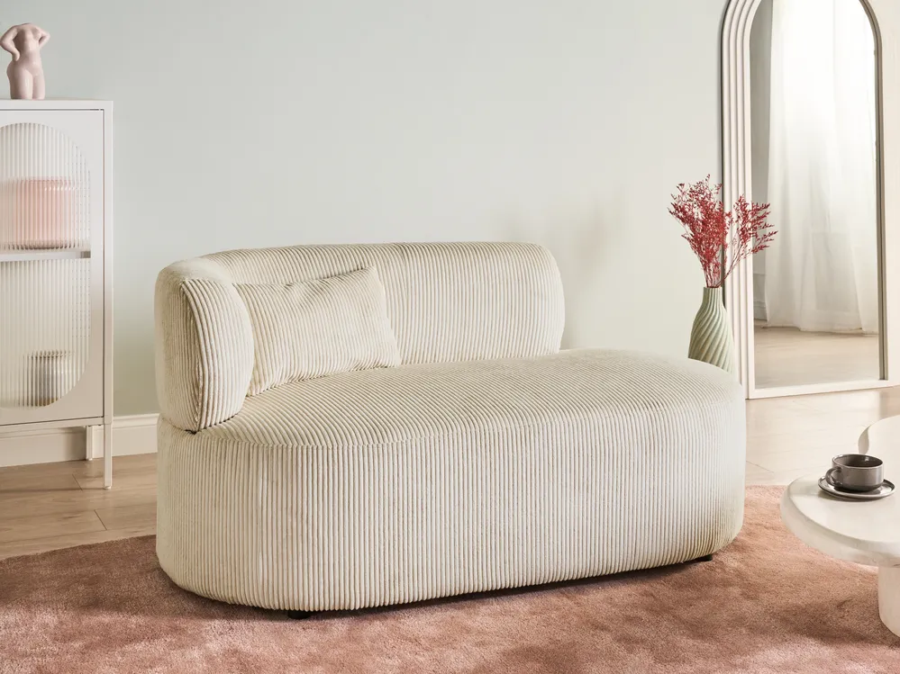 Chaise longue versione sinistra VANVEY Velluto a coste Beige chiaro