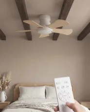 Ceiling Fan with Light BIVENS with Remote LED Light Beige_1176498