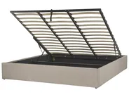 Ottoman Bed without Headboard DINAN Fabric Light Brown 180 x 200 cm (EU Super King)_1002123