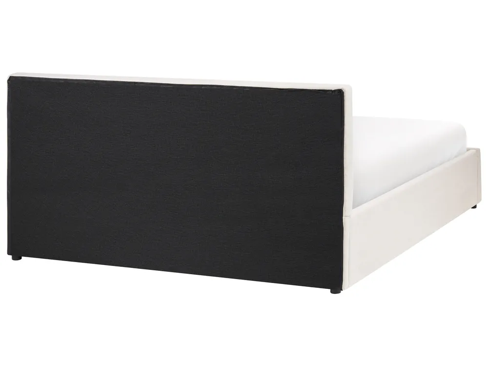 Bett mit Stauraum BOUSSE Stoff Cremeweiß 140 x 200 cm_1074740