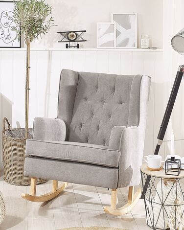 Fabric Rocking Chair Light Grey TRONDHEIM II