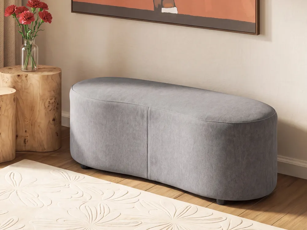 Sofa AMAL mit Ottomane Stoff Grau_1149714