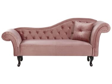 Chaise longue de terciopelo rosa derecho LATTES