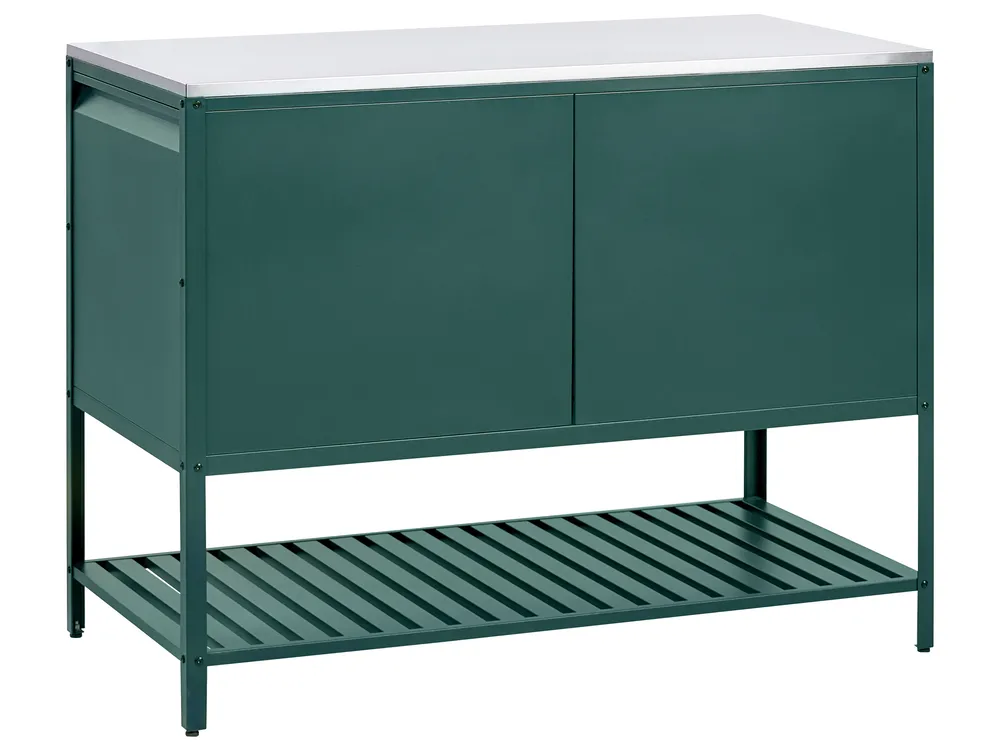 Outdoor Kitchen Cabinet MAENZA Green Metal_1045105