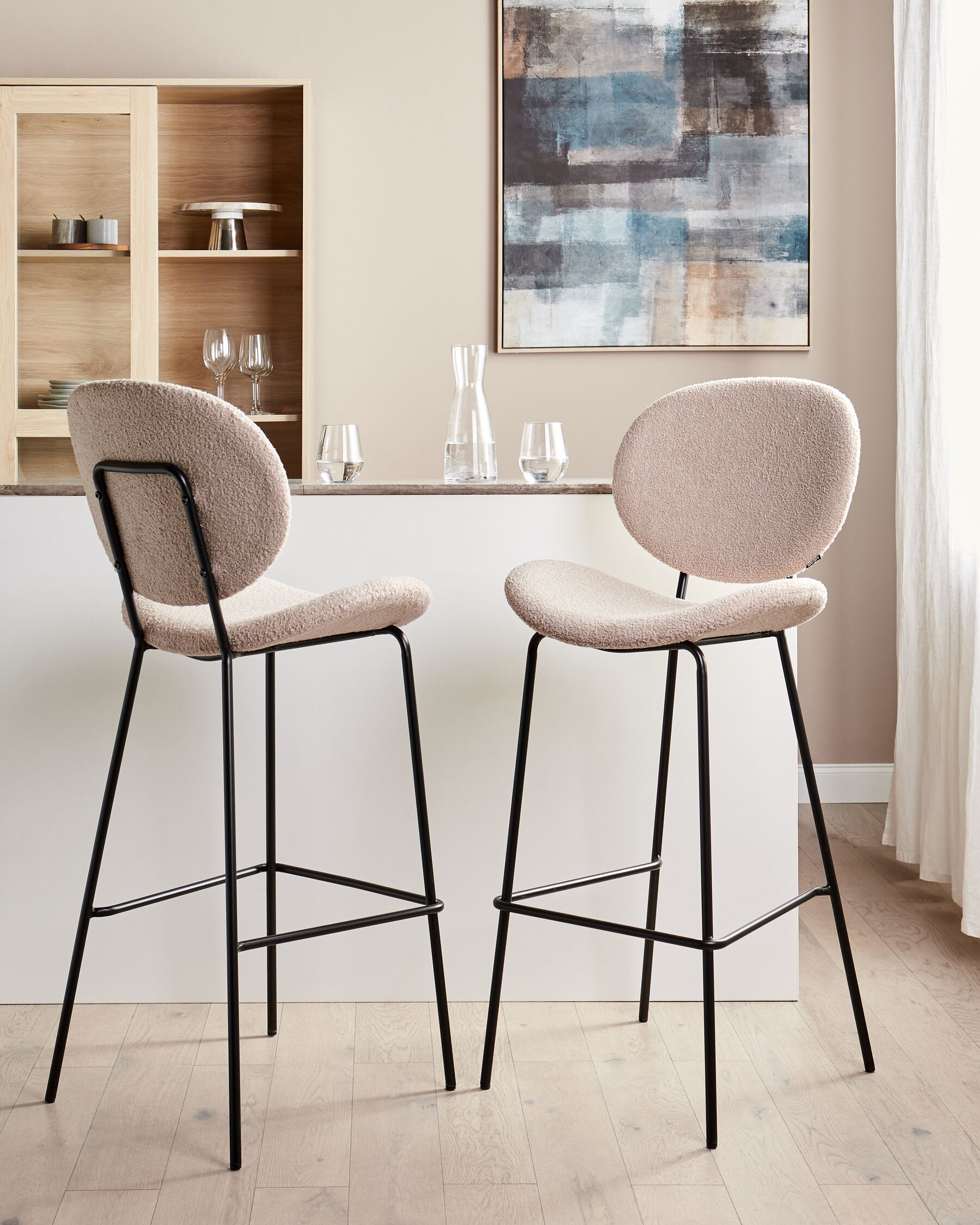 Set of 2 Boucle Bar Chairs Light Beige LUANA_906883