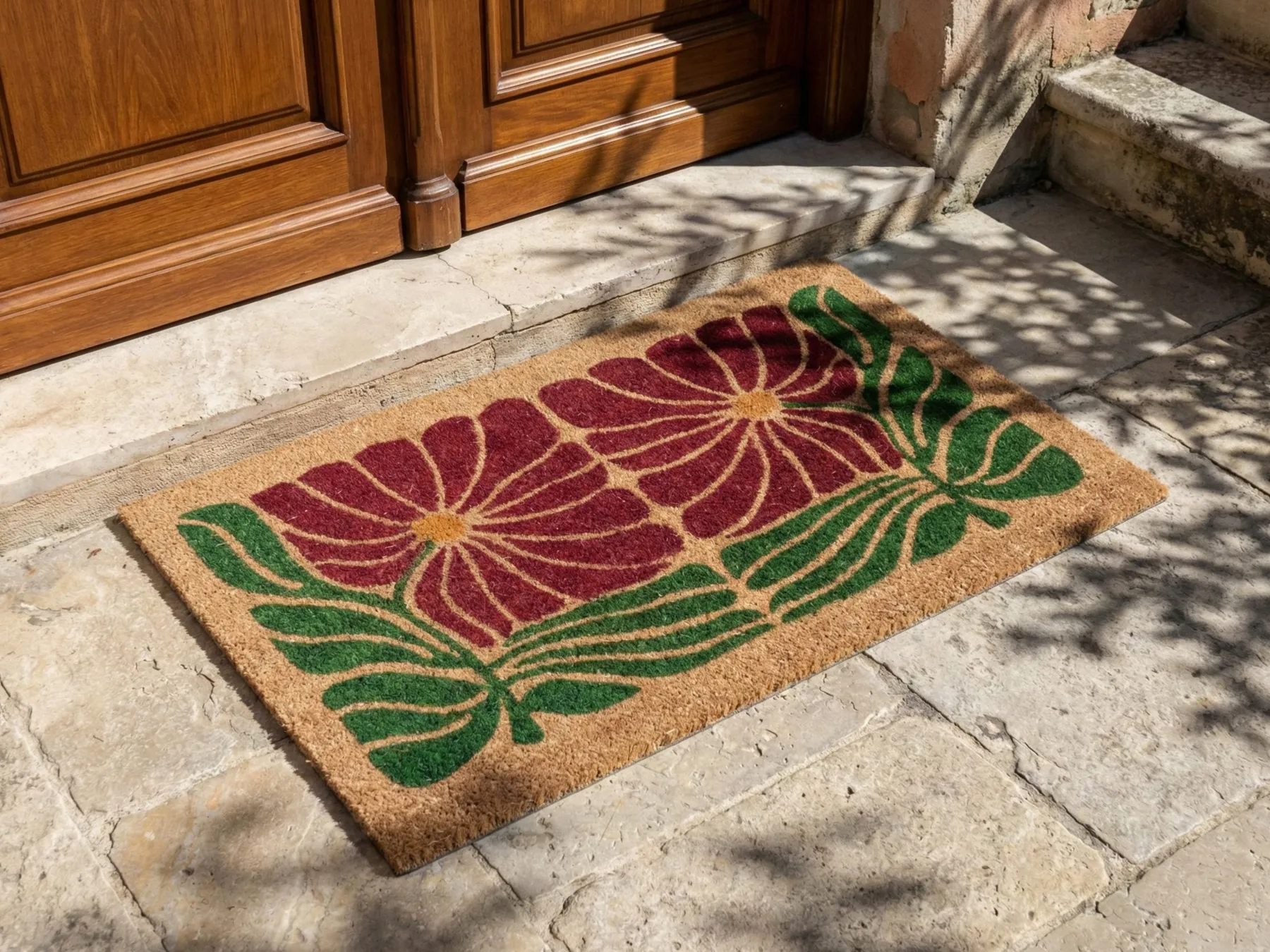 Tappetino da Ingresso TANALIAN Multicolore 50 x 80 cm Fiore Fibra di Cocco_1049664
