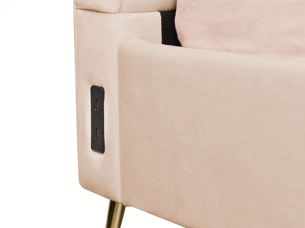 Bett mit Lattenrost Samtstoff MIRIBEL 180 x 200 cm Beige_870662