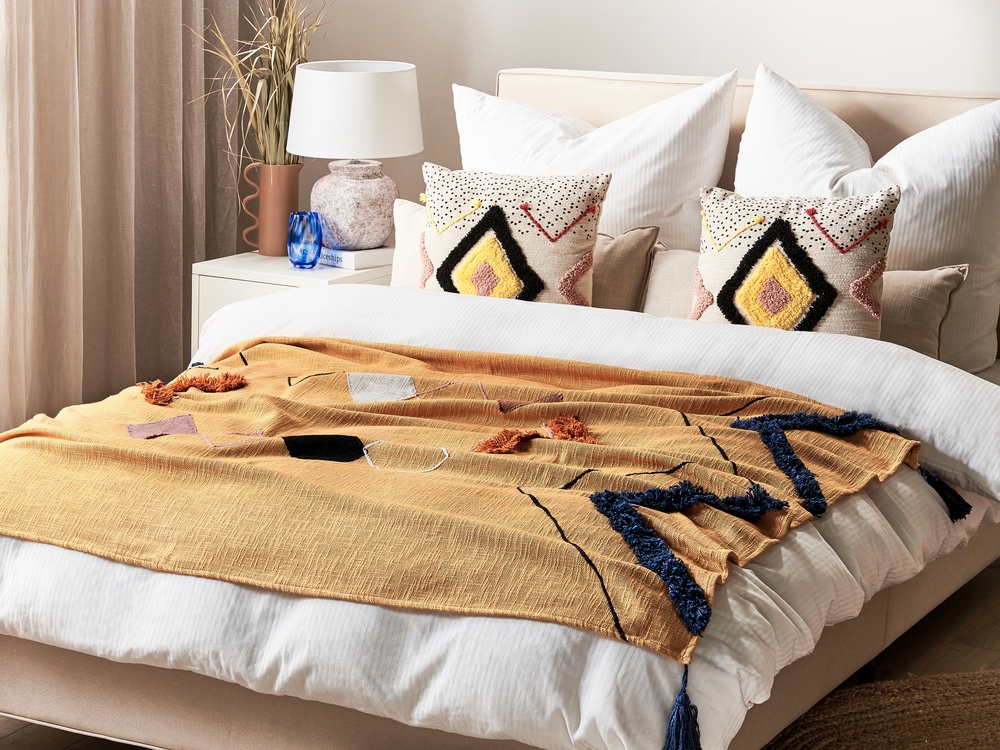 Cotton Blanket 130 x 180 cm Orange SHIMLA Beliani
