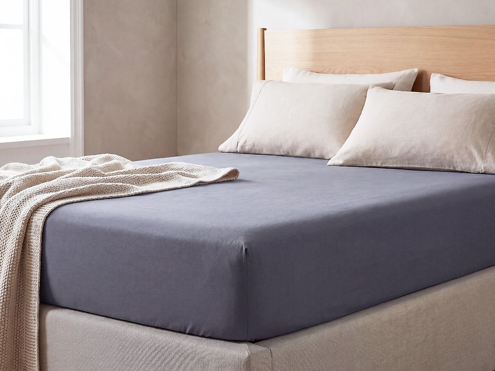 Drap housse JANBU 140 x 200 cm Coton Gris foncé