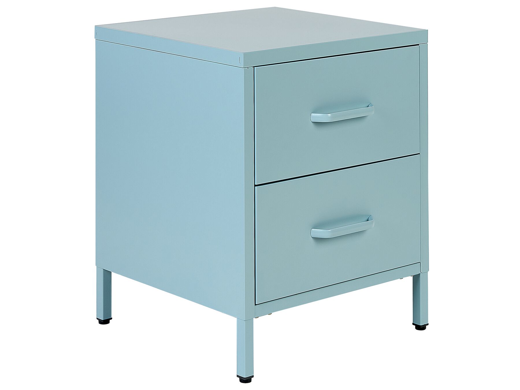 Mesa de cabeceira com 2 gavetas em metal azul claro MALAVI_844010