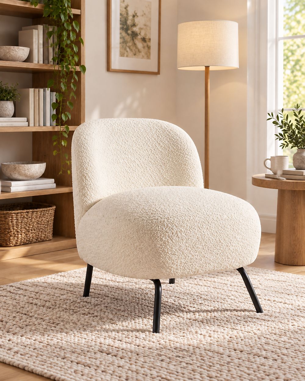 Poltrona KUMLA Bouclé Bianco sporco