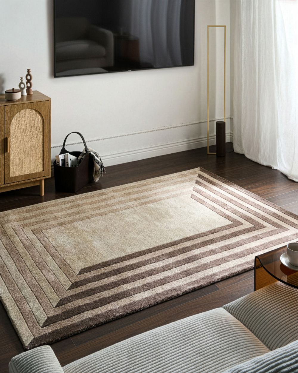 Gulvtæppe SARAI Beige 160 x 230 cm Viskose
