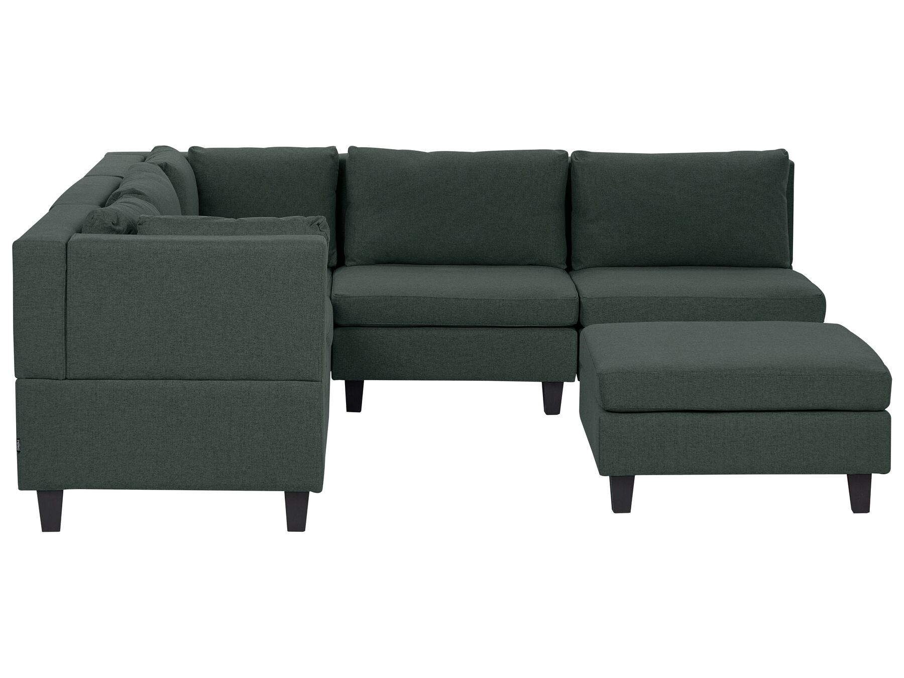 5 Seater Right Hand Modular Fabric Corner Sofa with Ottoman Dark Green UNSTAD_925512