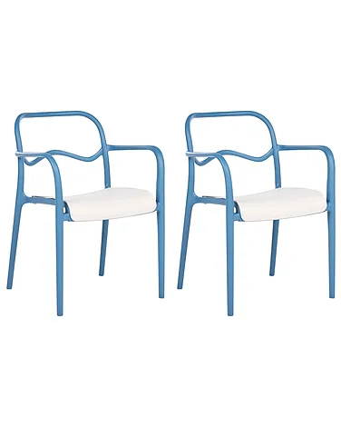 Gartenstuhl 2er Set THASOS Kunststoff Blau