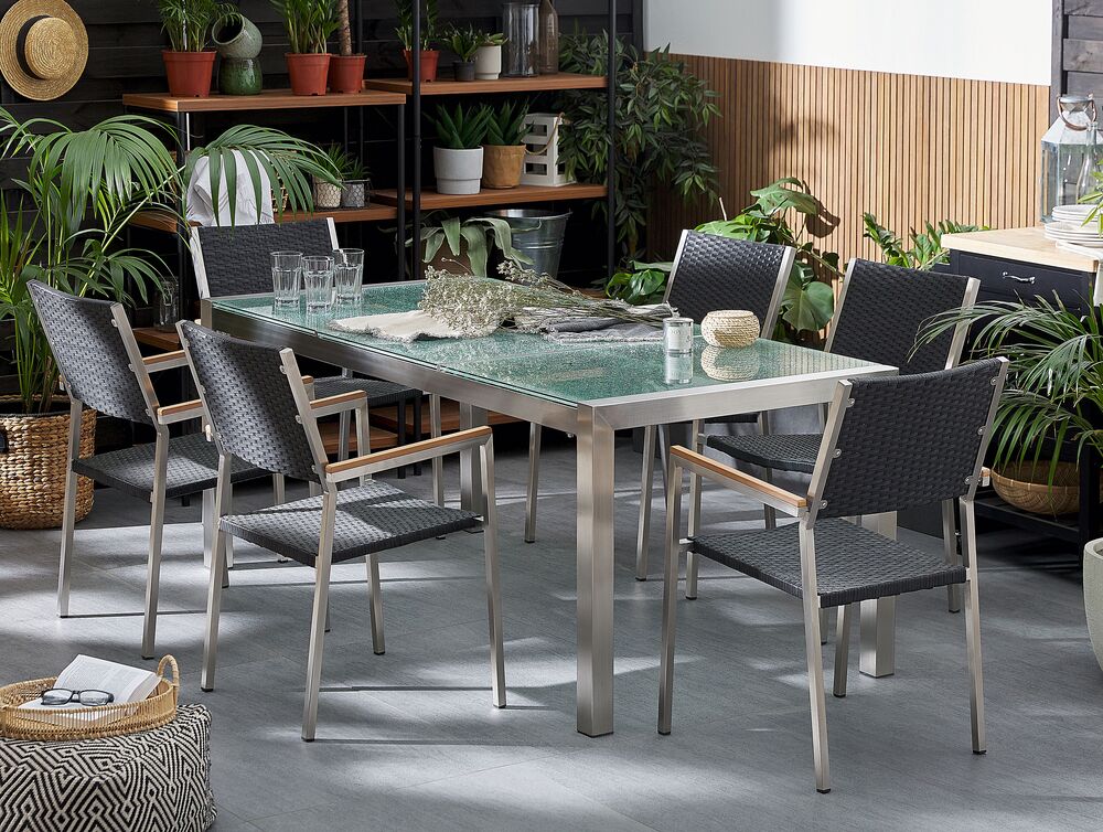 Glass top outdoor dining set outlet