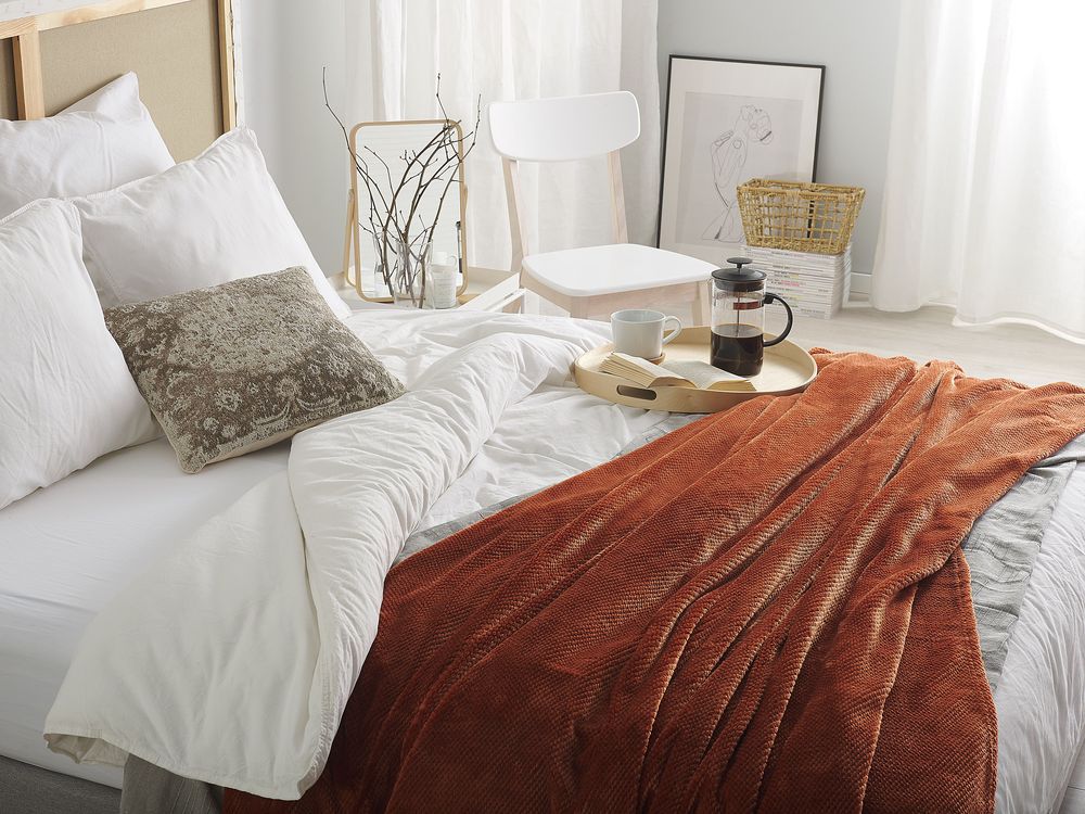 Blanket 200 x 220 cm Golden Brown SAITLER Beliani