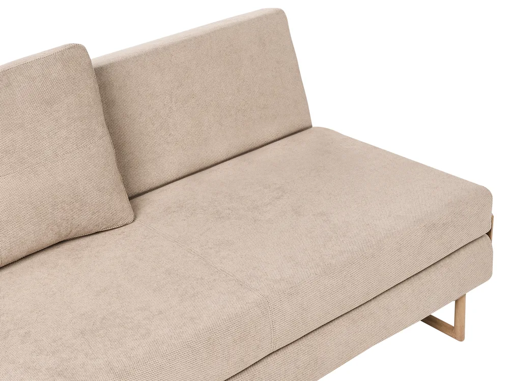 Sofa Bed 3 Seater JERSLEV Fabric Light Brown_1012739