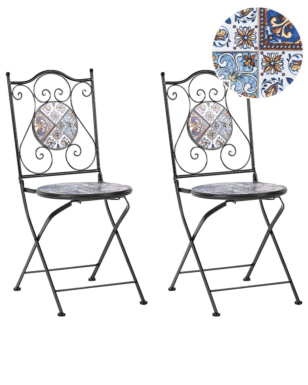 Lot de 2 chaises de jardin CIVITA Métal Noir