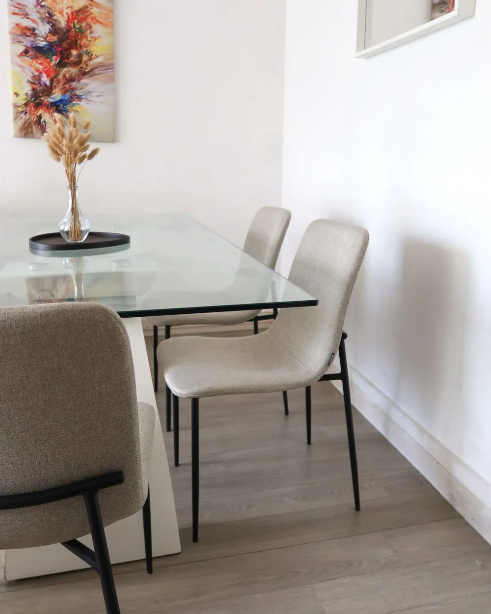Set di 4 sedie da pranzo GLENDIVE Tessuto Beige chiaro_1082010
