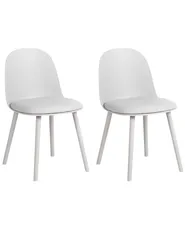 Set of 2 Dining Chairs ANKENY Faux Leather Light Grey_1107554