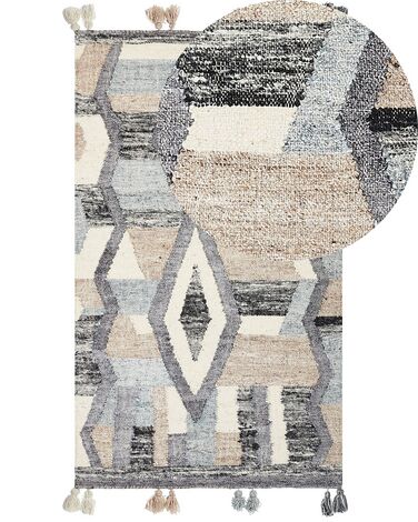 Kelim Teppich Wolle mehrfarbig 80 x 150 cm geometrisches Muster Kurzflor AYGEZARD