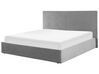 Zamatová posteľ s úložným priestorom 180 x 200 cm sivá LORIENT_827067
