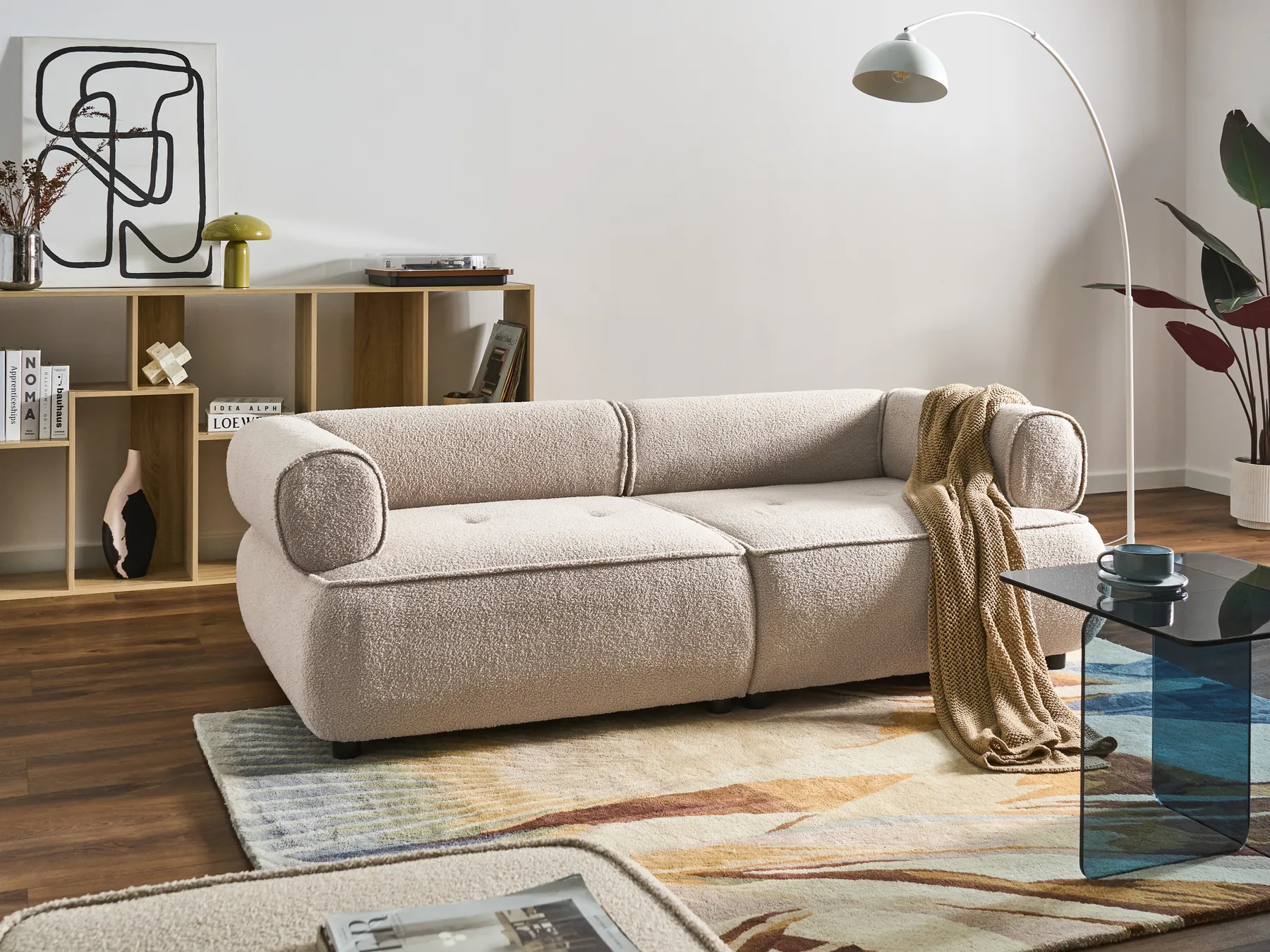 Sofa 3 Seater SALLA Boucle Beige_1058059