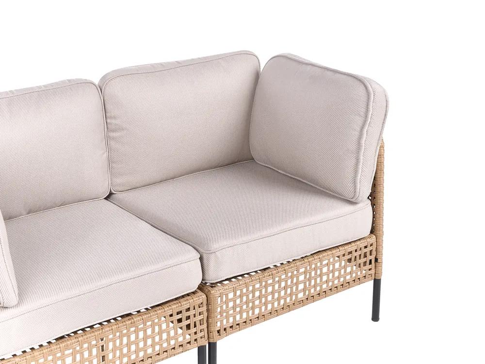 Garden Sofa with Table 4 Seater OMEGANA Modular PE Rattan Light Beige_1040506
