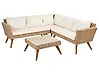 Garden Corner Sofa with Table 6 Seater VITTORIA PE Rattan Off-White