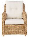 Lounge Set 3-teilig Rattan naturfarben 5-Sitzer Auflagen cremeweiß ALESSANO_928590