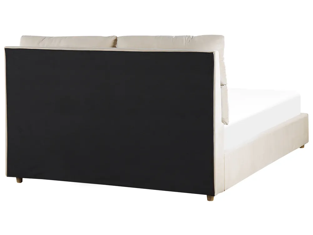 Ottoman Bed BATILLY Velvet Light Beige 140 x 200 cm (EU Double)_830084
