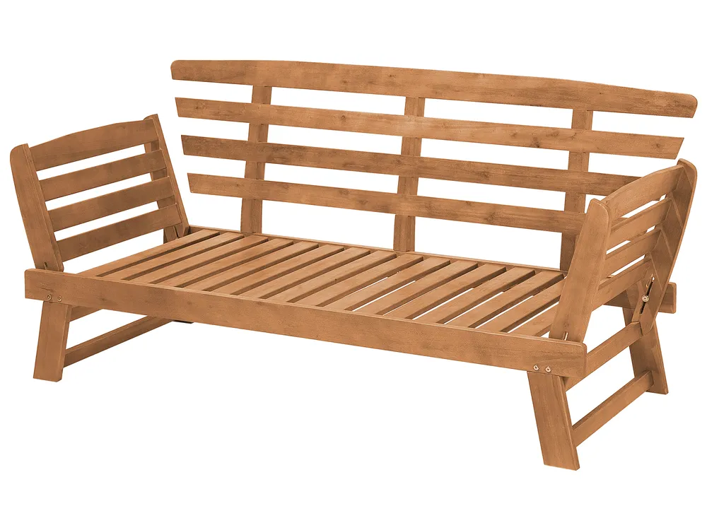 KOMFOTTEU Panca Da Giardino Pieghevole In Legno Di Acacia, 2 Posti Con Braccioli, Portata 360kg, Per Esterno