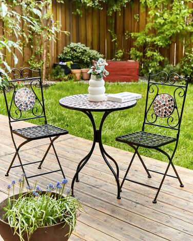 Set of 2 Metal Garden Folding Chairs Black CARPINO