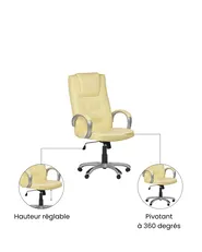 Fauteuil massant avec fonction chauffante GRANDEUR Cuir PU Beige_1071342