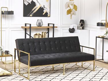 Velvet Sofa Bed Black MARSTAL