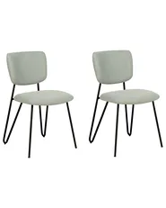 Set of 2 Dining Chairs NELKO Boucle Light Green_887339
