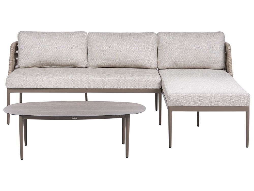 Set di divani angolari da giardino 3 posti LEFFE Metallo Beige Lato Sinistro