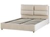 Sametová postel s úložným prostorem 140 x 200 cm béžová BATILLY_830085