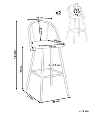 Zestaw 2 krzeseł barowych CORNELL Metal Jasnobrązowy_951903