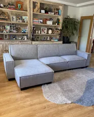 Corner Sofa Bed 3 Seater ROMEDAL Fabric Light Grey Left Hand_900976