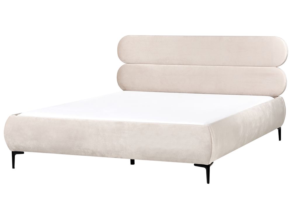 Bed Velvet LESSAY 180 x 200 cm (EU Super King) Light Beige