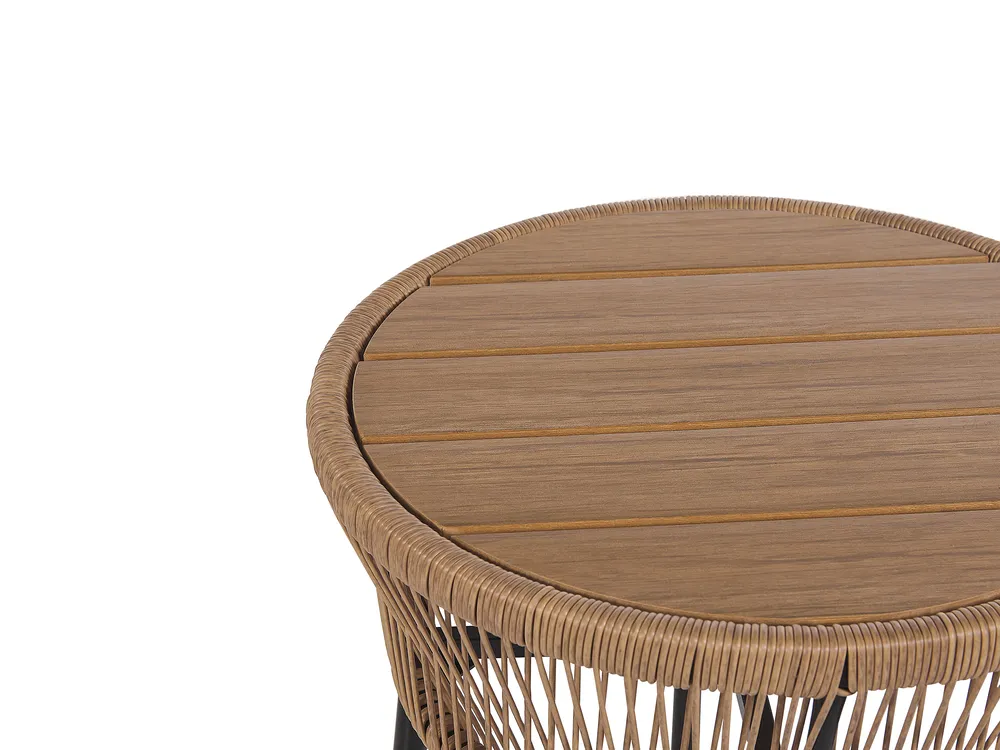 Bistro Set with Cushions GARGANO PE Rattan Light Brown_812233