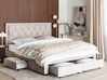 Zamatová posteľ s úložným priestorom 180 x 200 cm béžová LIEVIN_858042
