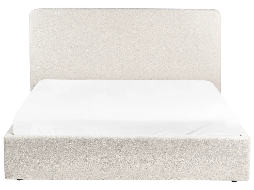 Bett mit Stauraum BRENON Bouclé Cremeweiß 160 x 200 cm_979254