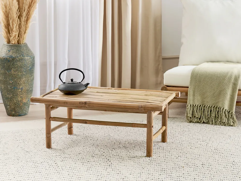 Garden Coffee Table TODI 45 cm 80 cm Bamboo Brown - Beliani.es