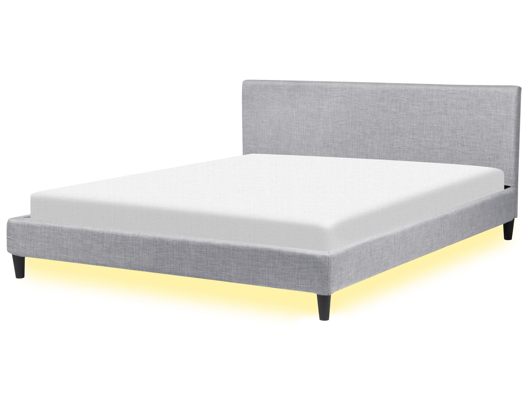 Fabric EU Super King Size Bed White LED Light Grey FITOU_709546