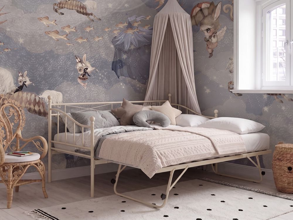Letto da giorno Metallo LOUANNEC 90 x 200 cm Estensibile Beige