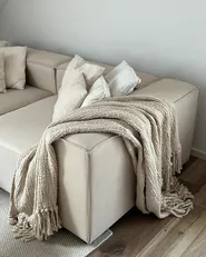 Modular Corner Sofa 3 Seater APRICA with Ottoman Faux Linen Beige Right Hand_980239